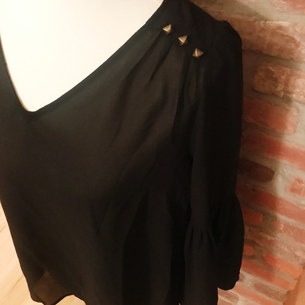 Women's black studded blouse